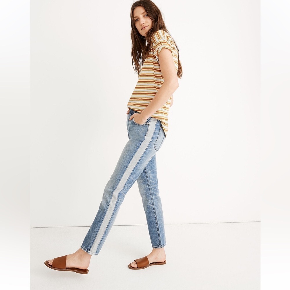 Madewell High-Rise Slim Crop Boyjean in Two-Tone Size 24